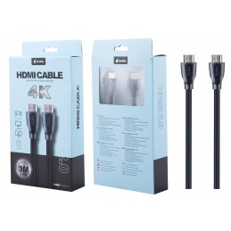 3 m 4K HDMI Cable - Black, high transmission speed with Gold Plated connectors for a higher signal transfer rate.