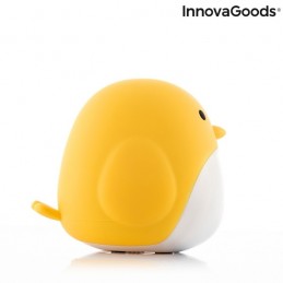 Un reloj digital táctil con forma de pollito que también funciona como luz nocturna con 3 niveles de intensidad y muestra la fecha y la temperatura.