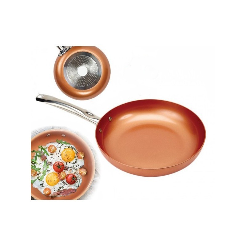 Non-stick frying pan with copper coating - 28 cm, Cook delicious dishes with this frying pan with copper-colored ceramic coating