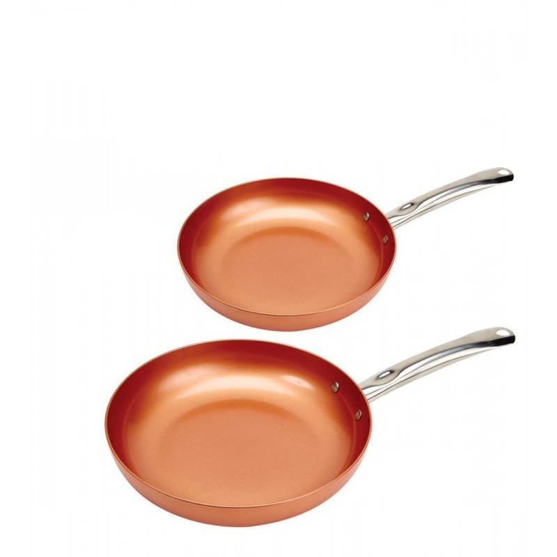 2 padelle antiaderenti con rivestimento in rame - 22 cm e 26 cm Cucina deliziosi piatti con queste padelle con rivestimento in ceramica color rame che permette al calore di diffondersi rapidamente e in modo uniforme.
