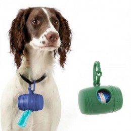 Porte-sac pour excréments de chien, avec 15 sacs en plastique pour récupérer les excréments que le chien laisse sur le trottoir ou dans le parc