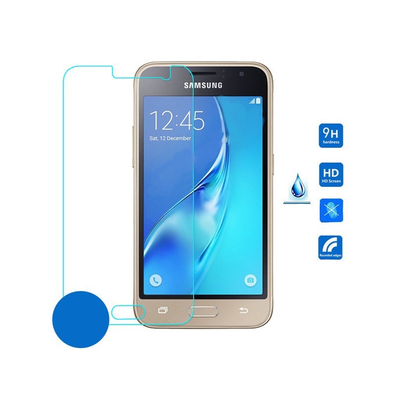 Spezielle gehärtete Glasfolie für das Samsung Galaxy J3 2016. Zum Schutz des Bildschirms besteht sie aus gehärtetem Glas und ist 9x widerstandsfähiger als herkömmliches Glas