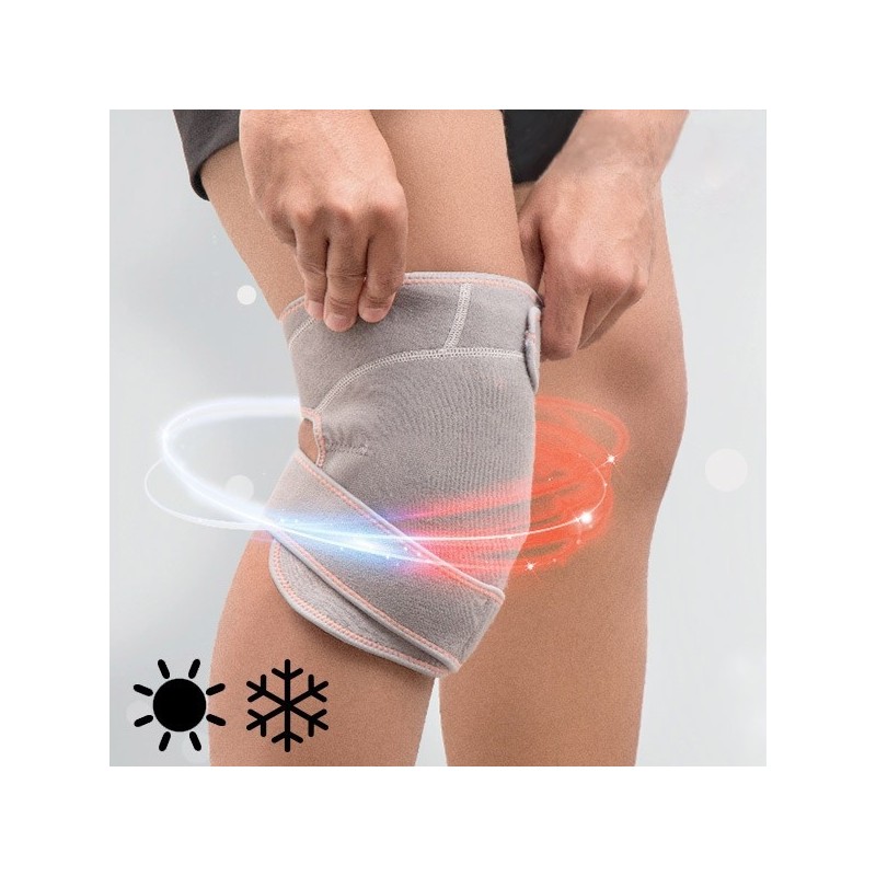 Rodillera de gel con efecto frío y calor, muy efectiva para aliviar dolores crónicos o causados por lesiones y golpes.