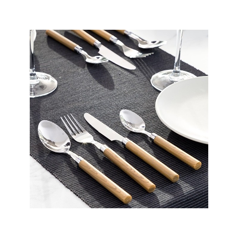 Juego de cubiertos premium - 24 piezas Un set de 24 piezas, perfecto para todas tus comidas, desde el desayuno hasta la última comida del día.