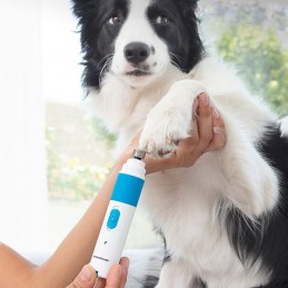 An electric nail file for pets with two speeds and different file types adapted to the size of the animal.