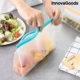 A set of 6 reusable bags with airtight closure to transport food or store it in the fridge or freezer - even liquids