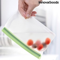 A set of 6 reusable bags with airtight closure to transport food or store it in the fridge or freezer - even liquids