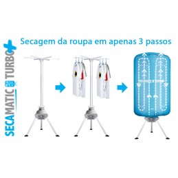 The portable clothes dryer is ideal for drying your clothes in minutes, with considerable energy savings.