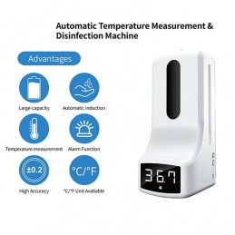 Dispensador de gel desinfectante con sensor de temperatura. Un equipamiento imprescindible para el momento que atravesamos.