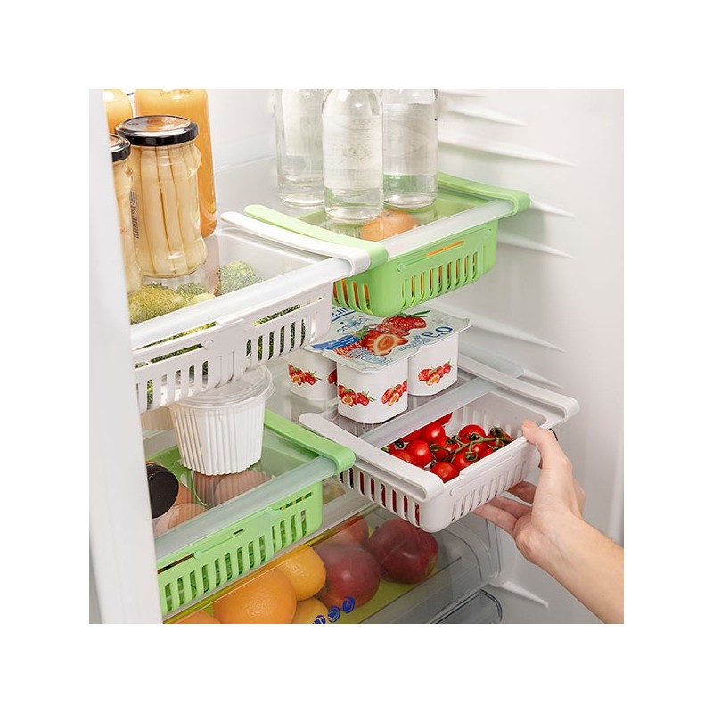 A set of 2 adjustable storage boxes, which allow you to optimize the available space and maintain order within the refrigerator.