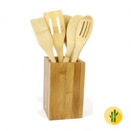 Un ensemble d'ustensiles de cuisine très pratique et utile, en bambou qui sera un fantastique élément décoratif dans votre cuisine.