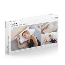 A viscoelastic cervical pillow with ergonomic contours for optimal support of the head, neck and hands that helps you sleep in the most correct posture.