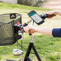 A universal smartphone holder for bicycles, ideal for keeping your phone visible while cycling.