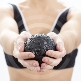 An original vibrating massage ball, designed to perform a deep and easy self-massage without much effort.