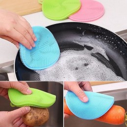 L'éponge en silicone est une alternative extrêmement pratique et simple pour nettoyer la vaisselle, les aliments et les objets en général - Pack de 3 Unités