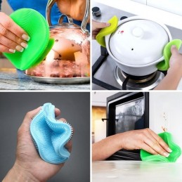 L'éponge en silicone est une alternative extrêmement pratique et simple pour nettoyer la vaisselle, les aliments et les objets en général - Pack de 3 Unités