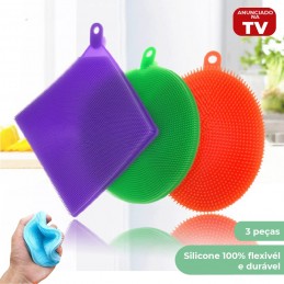 L'éponge en silicone est une alternative extrêmement pratique et simple pour nettoyer la vaisselle, les aliments et les objets en général - Pack de 3 Unités