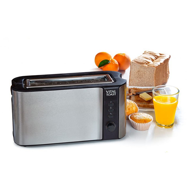 A toaster with an extra wide XL slot to allow the use of all types of bread, including wide toast or sandwiches.