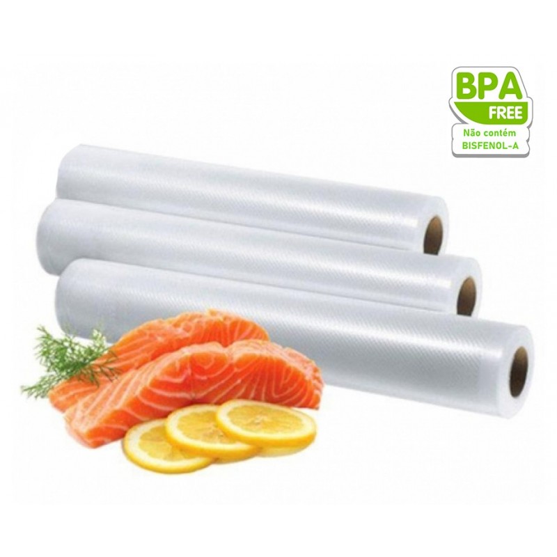 Lot de 3 rouleaux compatibles avec la machine sous vide, vos aliments dureront jusqu'à 5 fois plus longtemps.