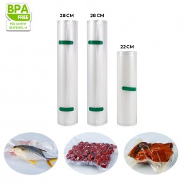 Lot de 3 rouleaux compatibles avec la machine sous vide, vos aliments dureront jusqu'à 5 fois plus longtemps.