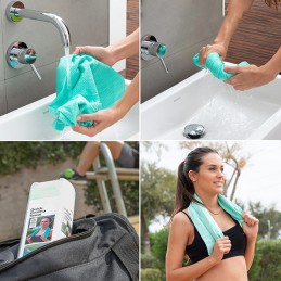 Una toalla original e innovadora que te ayudará a refrescarte después de hacer deporte y ejercicio.