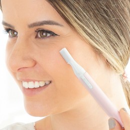 An electric exfoliating facial epilator that quickly and effectively removes dead skin and facial hair.