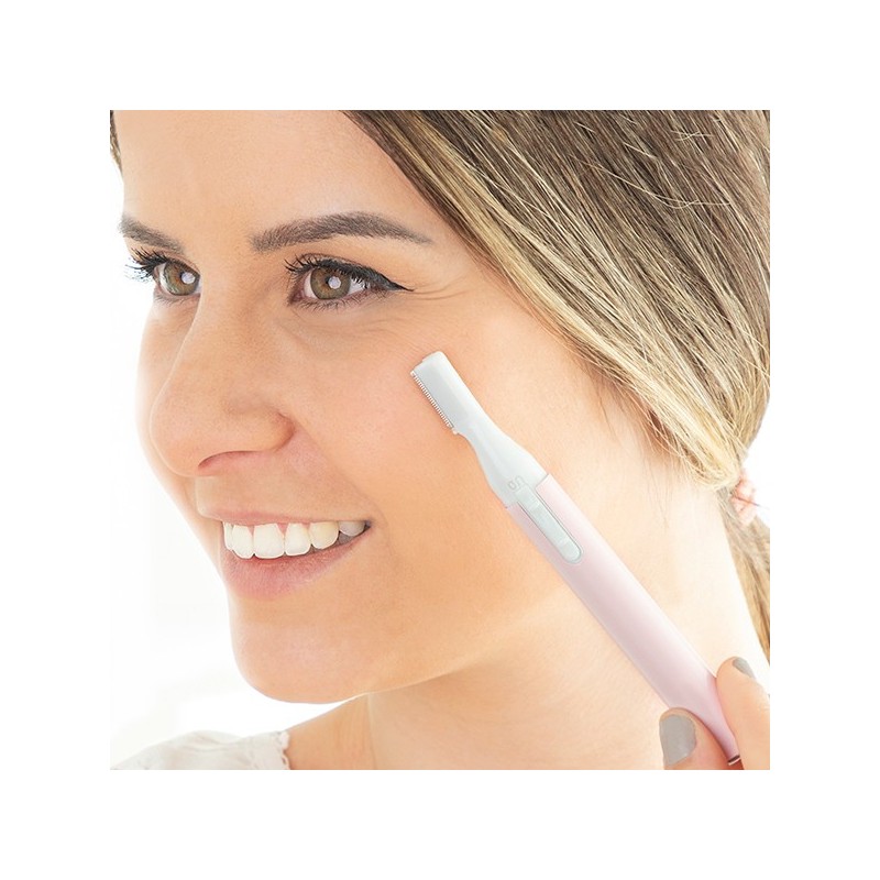 An electric exfoliating facial epilator that quickly and effectively removes dead skin and facial hair.