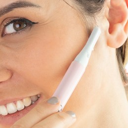 An electric exfoliating facial epilator that quickly and effectively removes dead skin and facial hair.