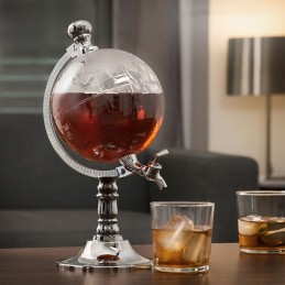 An original dispenser in the shape of a Globe, with a tap, so your guests can help themselves to a drink, without you having to worry