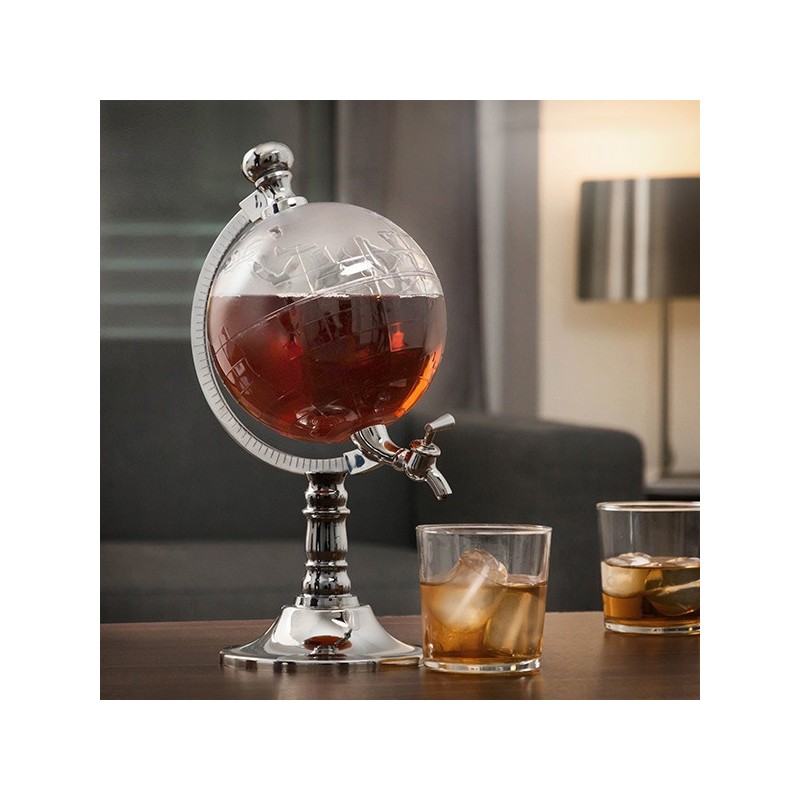 An original dispenser in the shape of a Globe, with a tap, so your guests can help themselves to a drink, without you having to worry