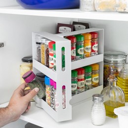 An original rotating and sliding spice organizer, ideal for keeping spice jars organized and always at hand