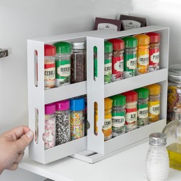An original rotating and sliding spice organizer, ideal for keeping spice jars organized and always at hand