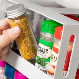 An original rotating and sliding spice organizer, ideal for keeping spice jars organized and always at hand