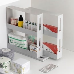 Un original organizador de especias giratorio y deslizante, ideal para tener los tarros de especias organizados y siempre a mano.