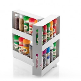 An original rotating and sliding spice organizer, ideal for keeping spice jars organized and always at hand