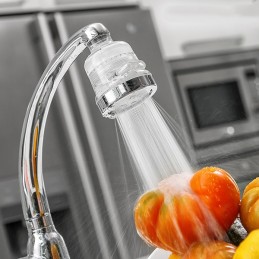 Il Filtro da applicare al rubinetto della cucina permette di migliorare la qualità dell'acqua grazie al Solfito di Calcio che purificherà l'acqua in modo naturale.