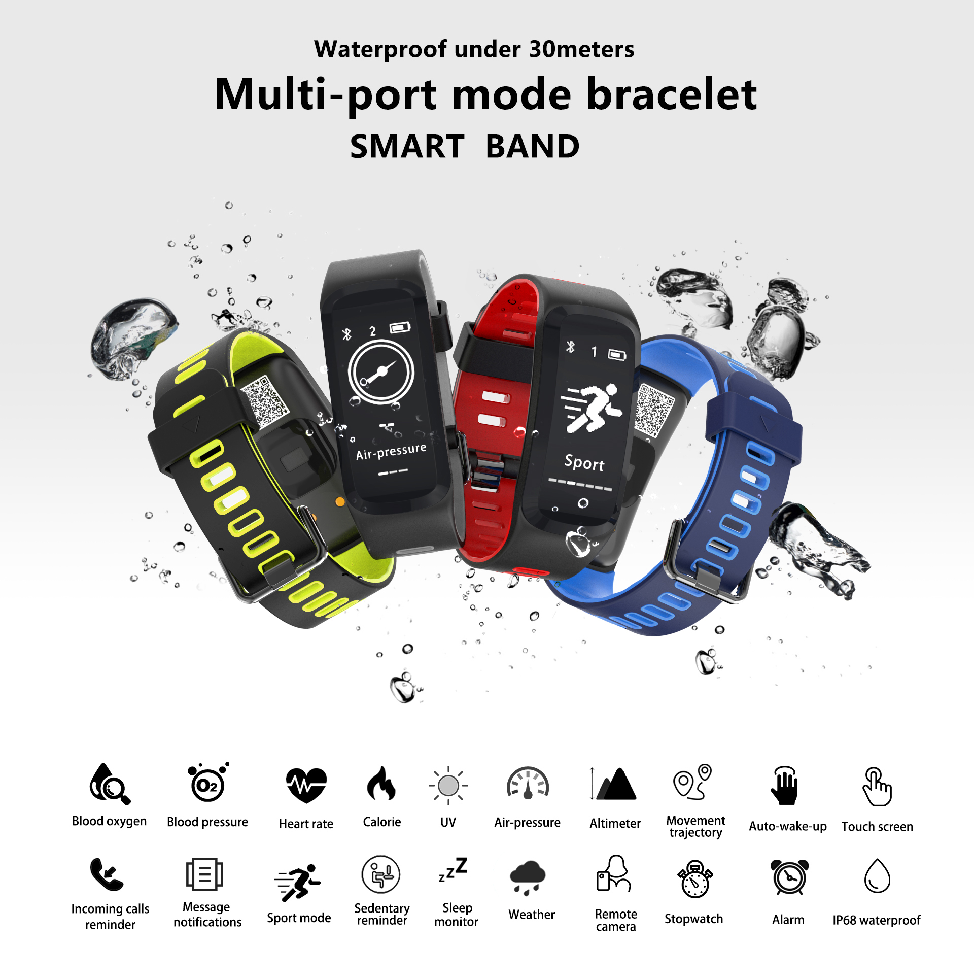 Bracelete Smartwatch F4 com Bluetooth 4.0 - IP68 à prova d’água, tenha todas as funcionalidades do seu Smartphone - Android ou Iphone no seu pulso.
