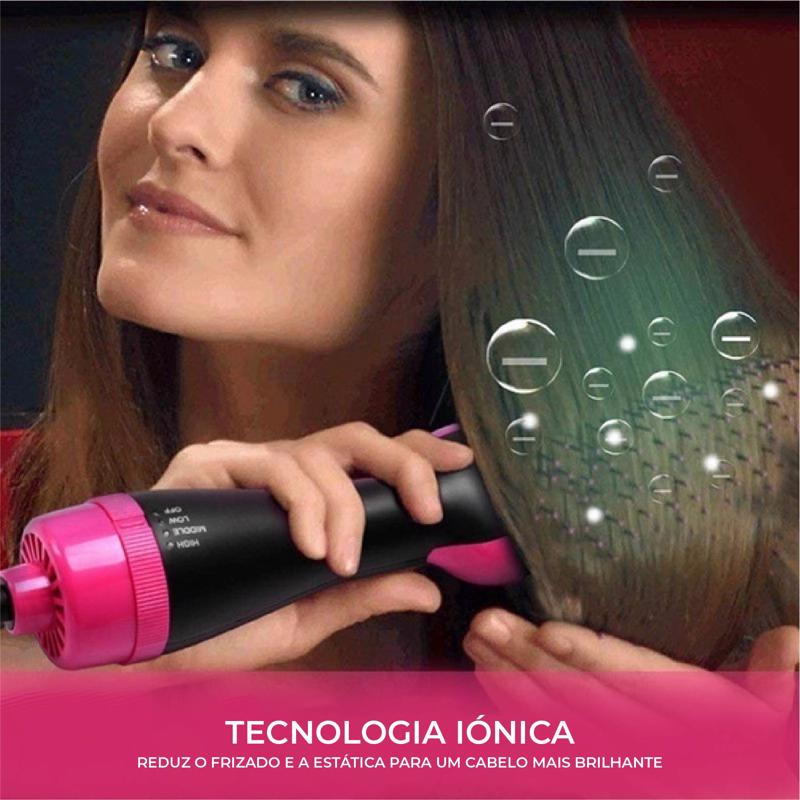 Confira um volume fantástico ao seu cabelo, em apenas alguns minutos, com esta escova de cabelo, que combina as funções de secador e escova